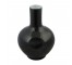 VASE-Black Glazed Ceramic W/Pot Belly & Straight Neck