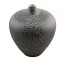 VASE-Black Ceramic W/Verticle White Lines-