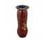 VASE-Red Metal W/Painted Floral Design on Front