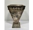 VASE-Tarnished Silver W/Cut Out Design At Top Edge & Ears
