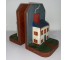 BOOKEND-WOODEN PAINTED HOUSES (Pair)