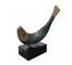 STATUE-FISH-BRASS-BLK WOOD BAS