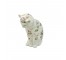 FIGURINE-White Porcelain Cat W/Pink Rose s