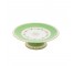 CAKE STAND-Green & White Bone China W/Gold Accents