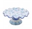 CAKE STAND-White W/Blue Flowers & Ruffled Edge