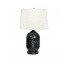 TABLE LAMP-Black Art Glass W/White Waves