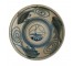 (09110006)PLATE-Blue & White Ceramic w|Fish & Swirl Patterns