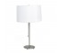 TABLE LAMP-Silver Stick W/Round Base & Pull Chain