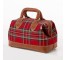 HANDBAG-RED PLAID-LEATHER HAND