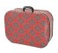 SUITCASE-RED PLAID-VINYL-BLACK