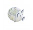 BANK-Patchwork Blue & White Pig W/Yellow Flowers