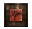 PRINT-23"SQ-RED ABSTRACT-BLK S