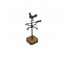 WEATHERVANE-Table Top/Black Metal Rooster W/Wooden Base