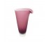 VASE-Frosted Dark Pink Glass W/Clear Glass Rim & Base