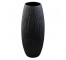 VASE-Tall Oval Shaped Black Wood W/Vertical Ridges