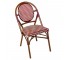 CHAIR-SIDE RED/TAN FAUX BAMBOO