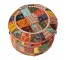 OTTOMAN-22"R-PATCHWORK-TASSLE