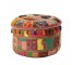 OTTOMAN-22"R-PATCHWORK-TASSLE