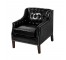 Blk Tufted Arm Chair/Nailheads