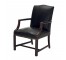 OFFICE CHAIR-Black Leather Straight Back W/Nail Heads