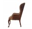 CHAIR-Wing-Distressed Brown Leather W/Wood Frame