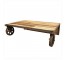 TABLE-CONSOLE-WOOD SLATS/WHEEL