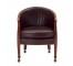 CHAIR-Tub/Brown Leather/Wood Frame