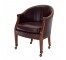 CHAIR-Tub/Brown Leather/Wood Frame