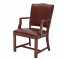 CHAIR-Arm/Brown Leather/Wood Accents