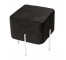 Sq Blk Plush Ottoman/Chrome