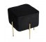 Sq Blk Plush Ottoman/Gold Leg