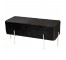 Long BLK Plush Ottoman/Chrome