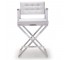 DIRECTOR'S CHAIR-White Vinyl W/Brushed Chrome Base