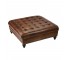 Lthr Tufted Ottoman W/Nailhead