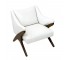 Arm Chair-Wht Leather & Wood