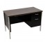 Blk Steel Frame Desk/Brwn Top