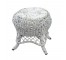 Round White Wicker Stool