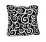 PILLOW-Square-Black W/Cream Scrolls