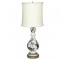 TABLE LAMP-White W/Black & Gold Leaves