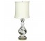 TABLE LAMP-White W/Black & Gold Leaves