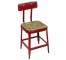 CHAIR-Vintage Metal Industrial Side Chair-Distressed Red