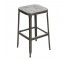 STOOL-Backless Vintage Metal Industrial-Distressed Gray