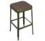 STOOL-Backless Vintage Metal Industrial Shop Stool/Distressed Brown