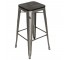 STOOL-Square W/Gunmetal Base & Wood Grain Seat