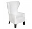 Chair-White Faux Leather Wing Chair-Tufted