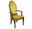 CHAIR-Arm-Diningroom/Fruitwood W/Gold Cutout Velvet Seat & Back