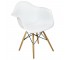 Arm Chair-White Molded Plastic W/Wood Eiffel Leg