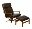 CHAIR-MCM Brown Leather Recliner W/Wood Arm