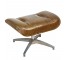 Ottoman-Carmel Brown Leather W/Chrome X Base