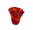 VASE-Red/Orange Swirled Glass-Scalloped Top